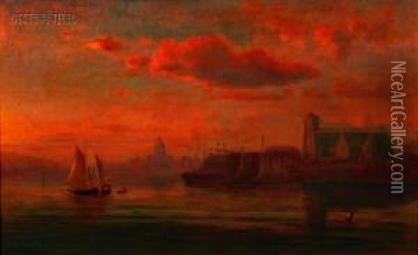 Harbor Twilight Oil Painting - Sylvester Phelps Hodgson