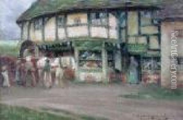 An Old English Village Oil Painting - William Kennedy
