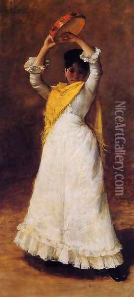 The Tamborine Girl Oil Painting - William Merritt Chase
