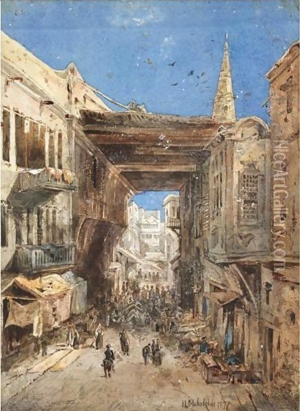 Street Scene In Cairo Oil Painting - Nikolai Egorovich Makovsky