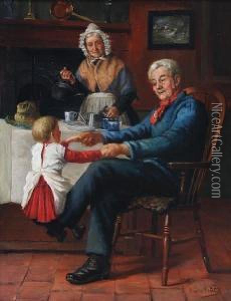Apple Of Her Grandparents' Eyes Oil Painting - Claude Pratt