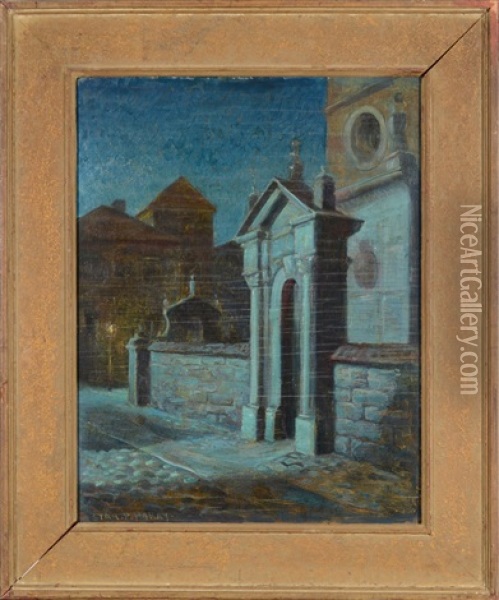 Nocturnal Street Scene Oil Painting - Stanilaus Poray