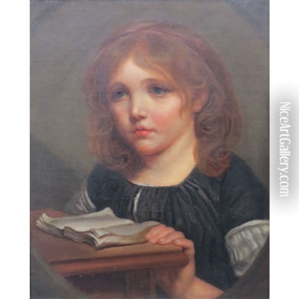 Girl Reading A Book Oil Painting - Jean Baptiste Greuze