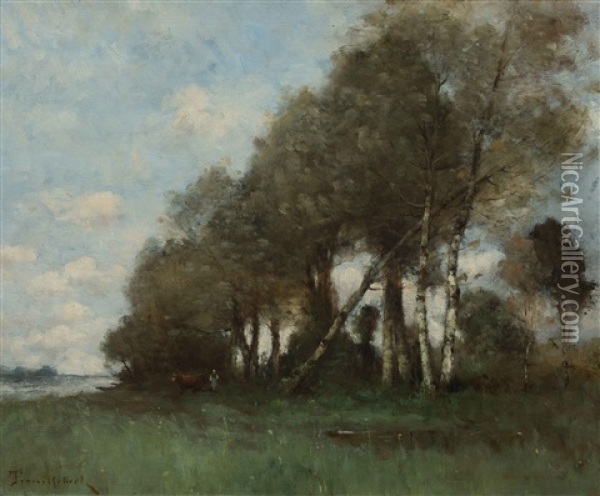 Paysage A Picquigny Sur Somme Oil Painting - Paul Desire Trouillebert