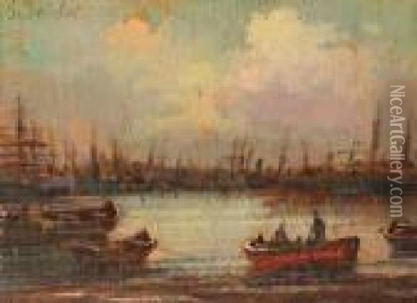 Marina Di Livorno Oil Painting - Guglielmo Micheli
