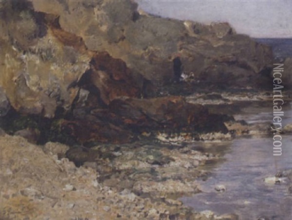 Lavandieres Sur La Cote Algerienne Oil Painting - Gustave Achille Guillaumet