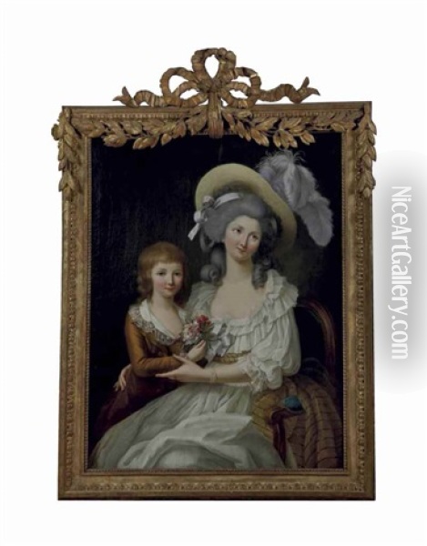 Portrait De Marie-therese De France (1778-1851), Duchesse D'angouleme, Accompagnee De Son Frere, Louis Xvii (1785-1795) Oil Painting - Marie-Victoire Lemoine