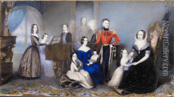 Portrait Of The Meyrick Family Oil Painting - Michele Albanesi