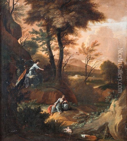 Paesaggio Con Agar E L'angelo Oil Painting - Frederick De Moucheron