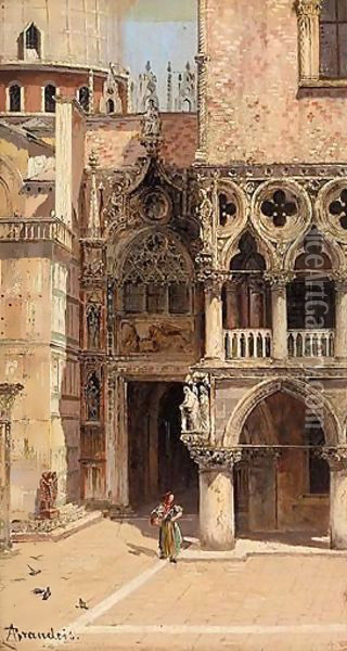 La Porta Del Palazzo, Venezia Oil Painting - Antonietta Brandeis