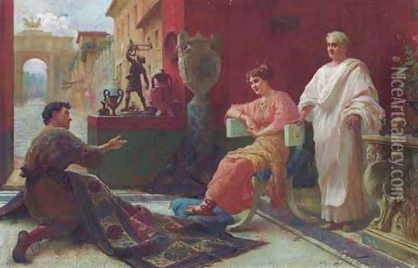 The Carpet Merchant 2 Oil Painting - Ettore Forti
