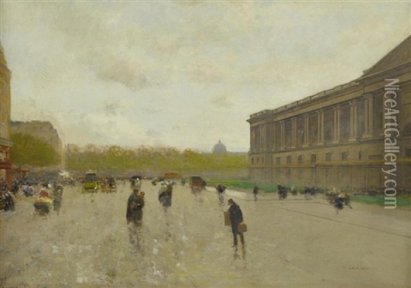 Le Louvre, Paris Oil Painting - Luigi Loir