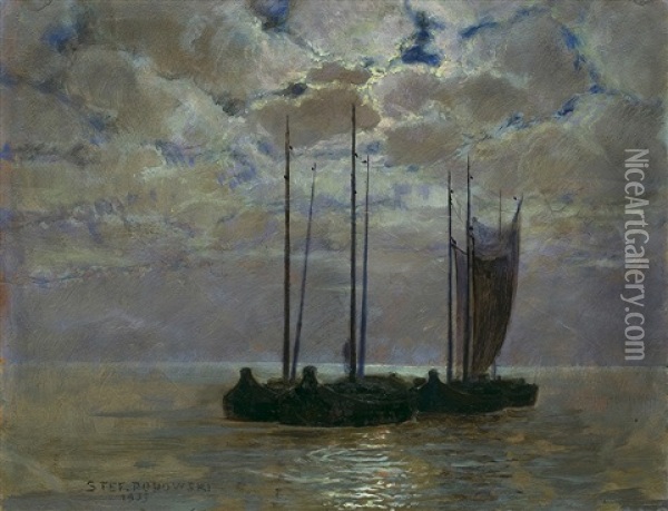 Boats Oil Painting - Stefan Popowski