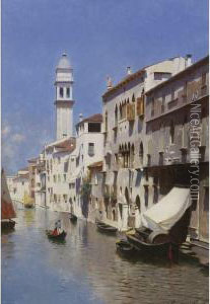 Venetian Canal Oil Painting - Rubens Santoro