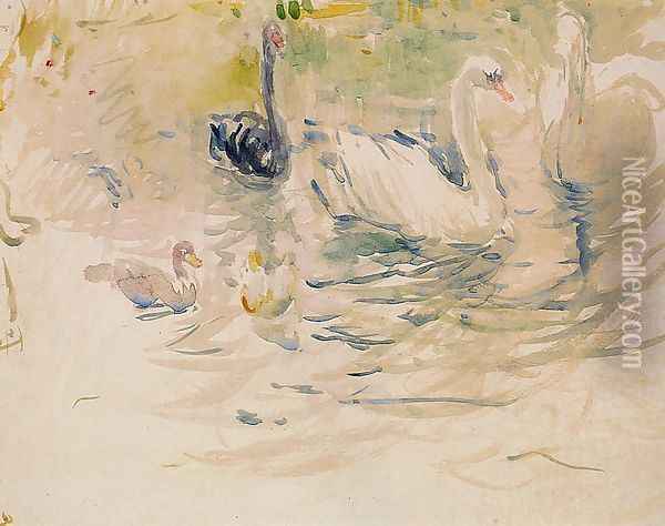 Swans Oil Painting - Berthe Morisot