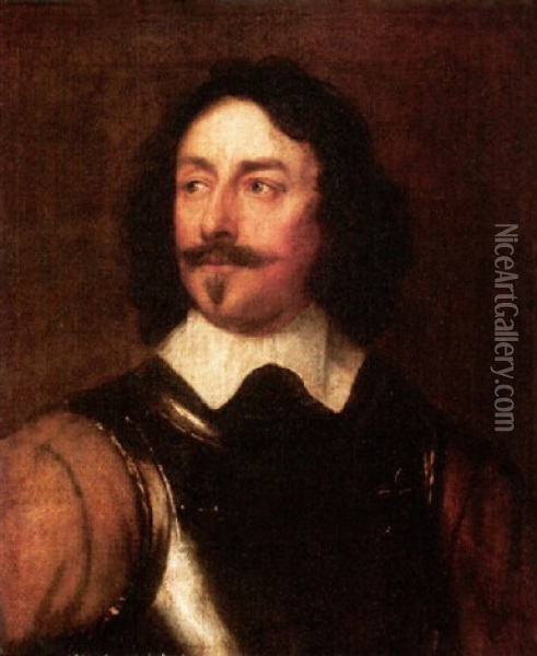 Portrait Of An Officer Wearing Armour Oil Painting - William Dobson