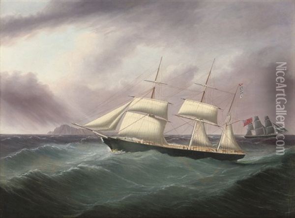 The Barque Humphrey Nelson Flying Her Recognition Flags Oil Painting - Joseph Heard