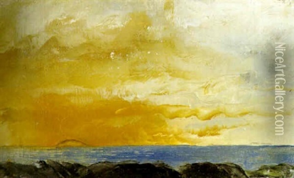Solnedgang Oil Painting - August Strindberg