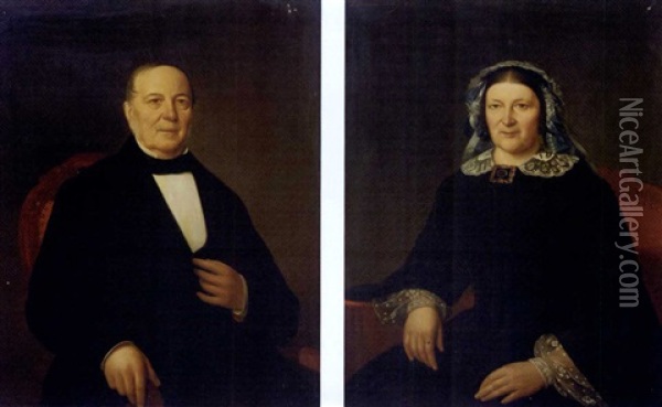 Portrait Of A Lady (+ Portrait Of A Gentleman; Pair) Oil Painting - Izaak Schouman