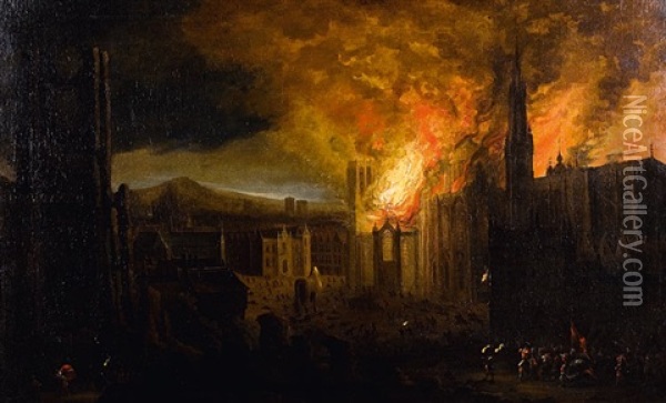 Incendie De Troie Oil Painting - Hendrik Hendricksz Bogaert