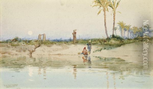 Water Carriers On The Banks Of The Nile Oil Painting - Robert George Talbot Kelly