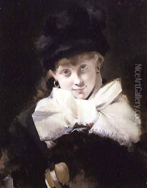 Portrait of a Young Girl Oil Painting - Edouard Toudouze
