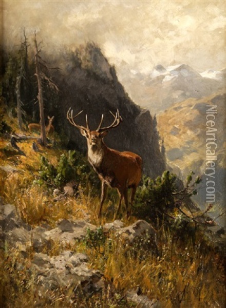 Der Hirsch Oil Painting - Arthur (Julius) Thiele