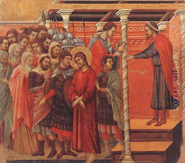 Pilate Washing his Hands 1308-11 Oil Painting - Duccio Di Buoninsegna