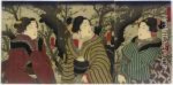 Three Triptychs: Oil Painting - Utagawa Kuniyoshi