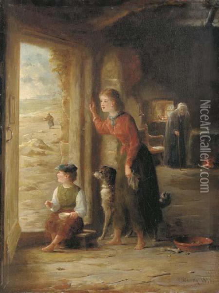 The Visitor Anticipated Oil Painting - Frederick Daniel Hardy