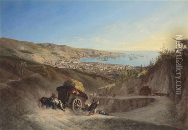 View Of Valparaiso Oil Painting - Ernesto Charton