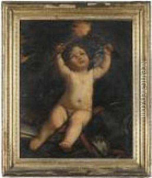 Putto Holding Two Flaming Torches Oil Painting - Giulio Cesare Procaccini