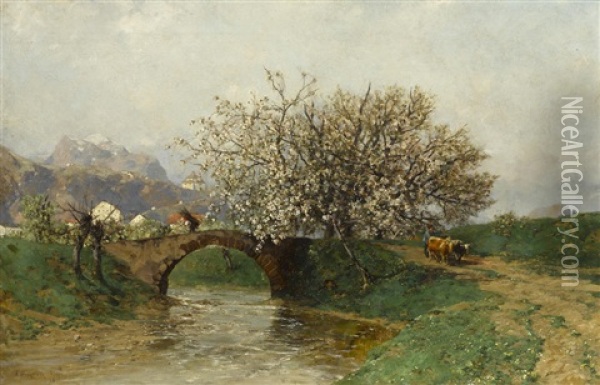 Apple Blossoms Oil Painting - Adolf Gustav Ditscheiner