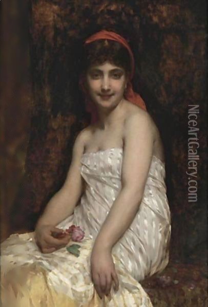 The Pink Rose Oil Painting - Etienne Adolphe Piot