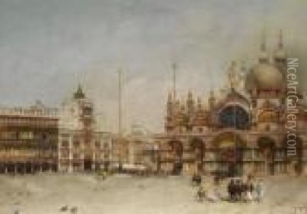 Der Markusplatz Von Venedig Oil Painting - Emanuele Brugnoli