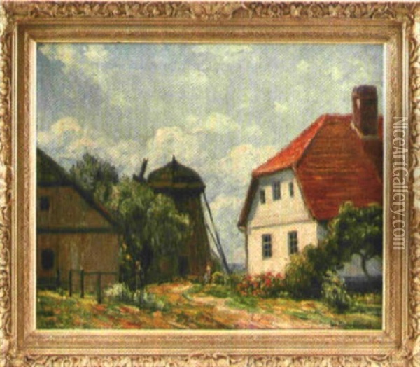 Hof Mit Muhle Und Schuppen Oil Painting - Leopold Klein von Diepold