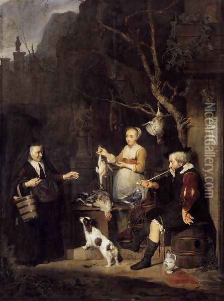 The Poultry Seller 1662 Oil Painting - Gabriel Metsu