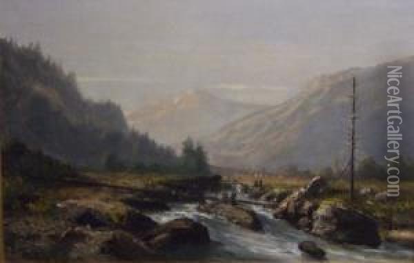 Paysage A La Riviere Oil Painting - Henry Mosny