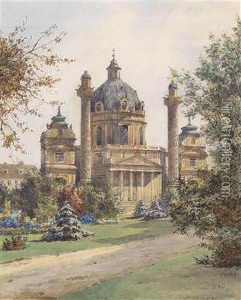 Die Karlskirche In Wien Oil Painting - Karl Wenzel Zajicek