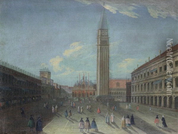 The Piazza San Marco With The Campanile, Venice Oil Painting - Luca Carlevarijs