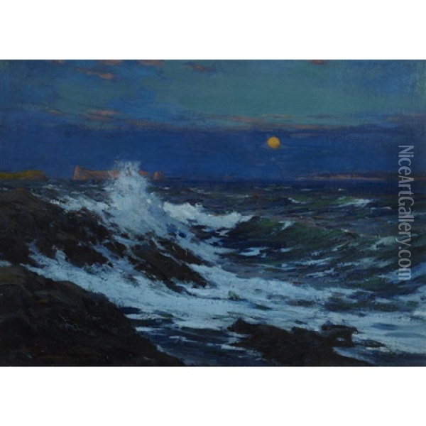 Gaspe Moonlight Oil Painting - Farquhar McGillivray Strachen Knowles