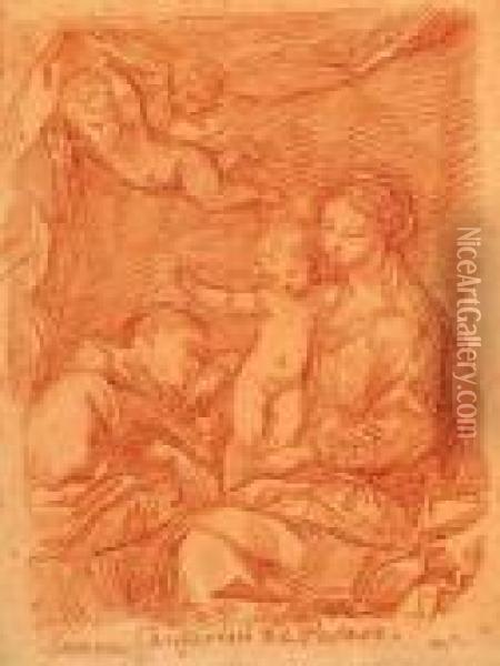 La Vierge Et L'enfant Avec Saint Antoine De Padoue Oil Painting - Simone Cantarini Il Pesarese