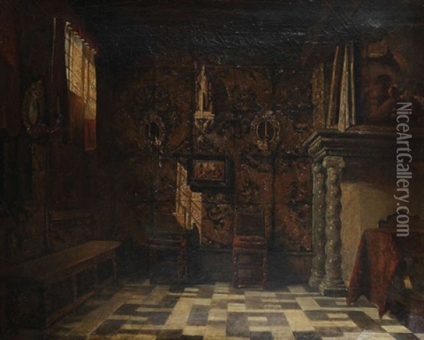 L'interieur De La Maison Des Brasseurs D'anvers Oil Painting - Henri de Braekeleer