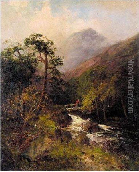 Bridge Over A Highland Stream Oil Painting - John Falconar Slater