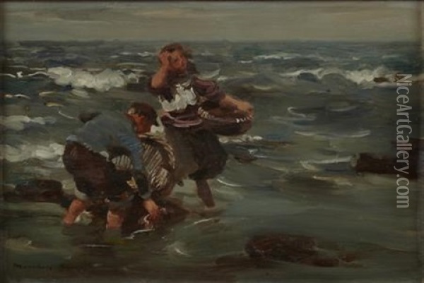 The Dulse Gatherers Oil Painting - William Marshall Brown