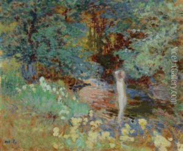By A Pond Oil Painting - Magnus Enckell