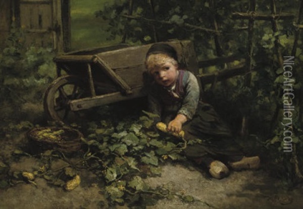 Playing In The Garden Oil Painting - Mari ten Kate