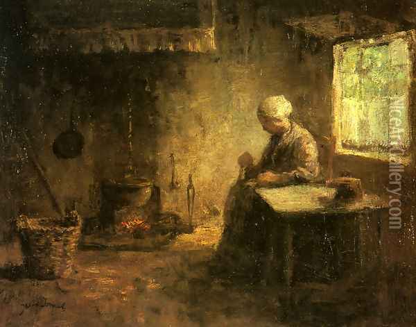Peasant Woman by a Hearth Oil Painting - Jozef Israels
