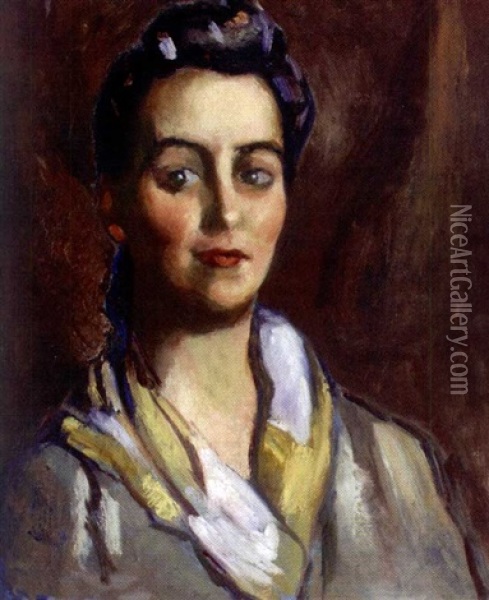 Portrait De Madame Montassut Oil Painting - Manuel Ortiz De Zarate