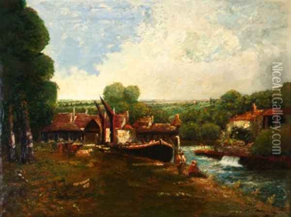 The North Lock Oil Painting - John Constable
